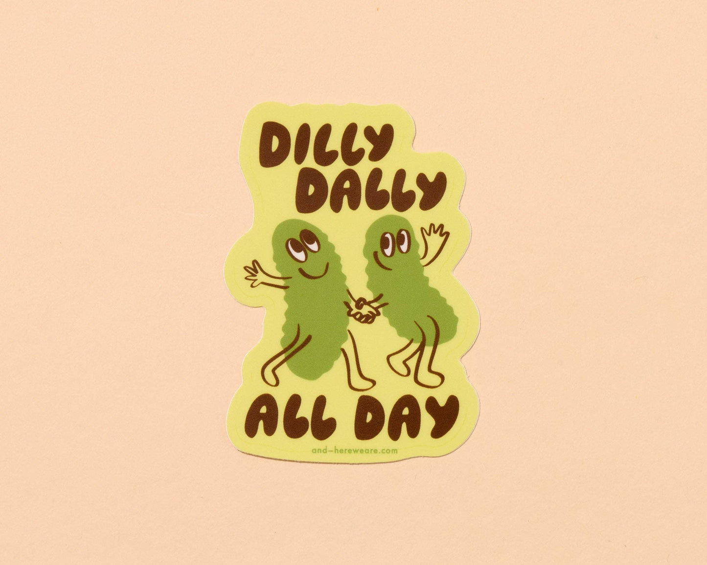 Dilly Dally Pickles Vinyl Sticker - Made in USA - Foodie - Snack - Charcuterie - Stocking stuffer, Holiday, Gift Guide