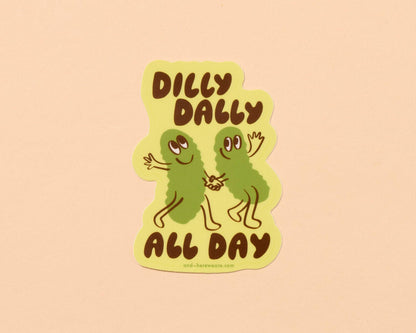 Dilly Dally Pickles Vinyl Sticker - Made in USA - Foodie - Snack - Charcuterie - Stocking stuffer, Holiday, Gift Guide