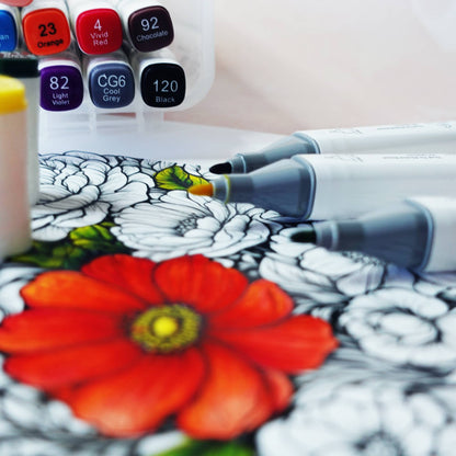 Dual Tip Markers Set, 12 Colors - 4 Color Options Available