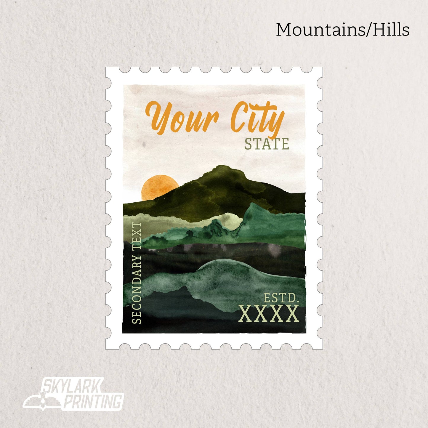 Custom Postage Stamp Souvenir Sticker with Your City, State