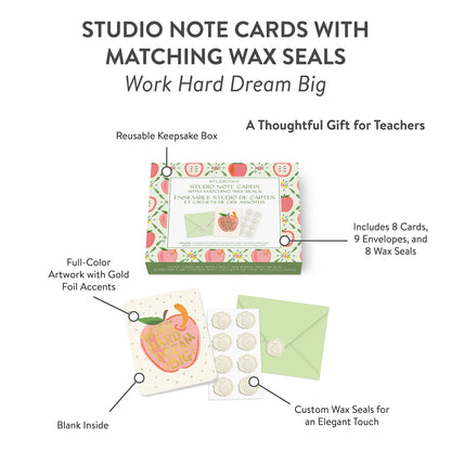 Work Hard Dream Big Studio Notecards with Matching Wax Seals
