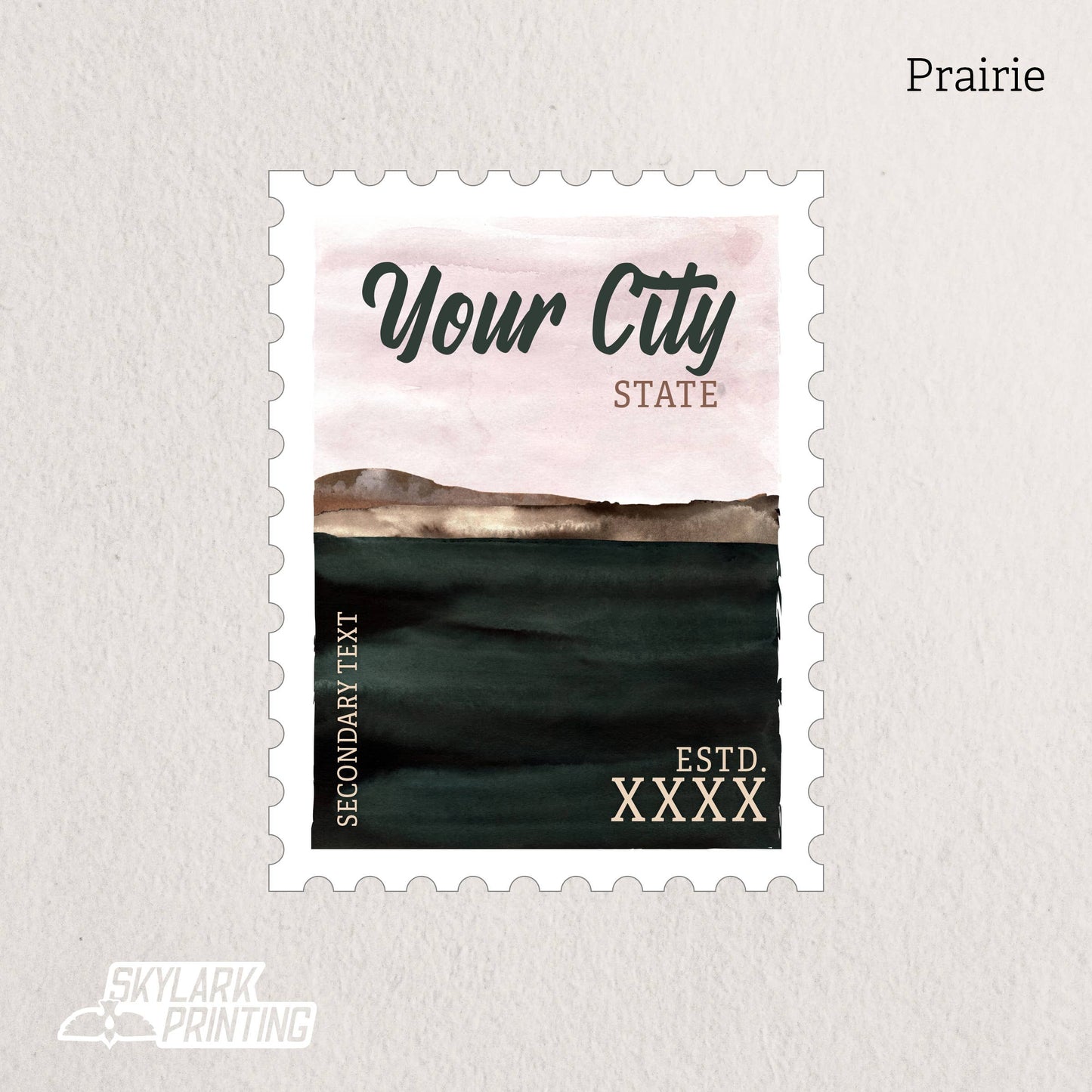 Custom Postage Stamp Souvenir Sticker with Your City, State