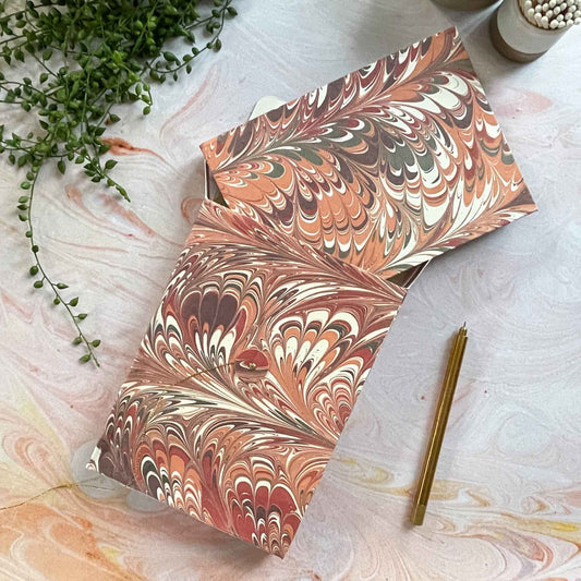 Sunset Notebook | Handmade, Marbled by Hand, FSC Paper