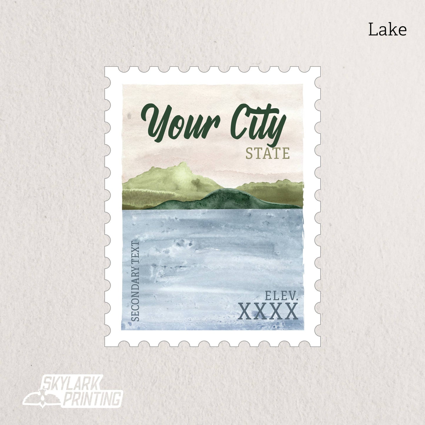 Custom Postage Stamp Souvenir Sticker with Your City, State