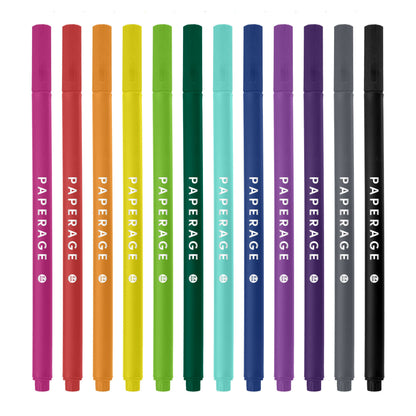 12 Pack Felt Tip Fine Line Marker Pens With Case