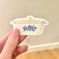 Blue Floral Pyrex-Inspired Vinyl Waterproof Sticker
