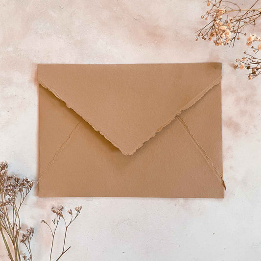 Clay Handmade Paper Envelope (vegan) | Recycled Cotton Rag