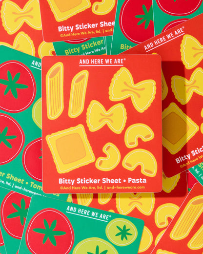 Pasta Bitty Vinyl Sticker Sheet - Made in USA - Foodie - Cooking - Stocking stuffer, Holiday, Gift Guide