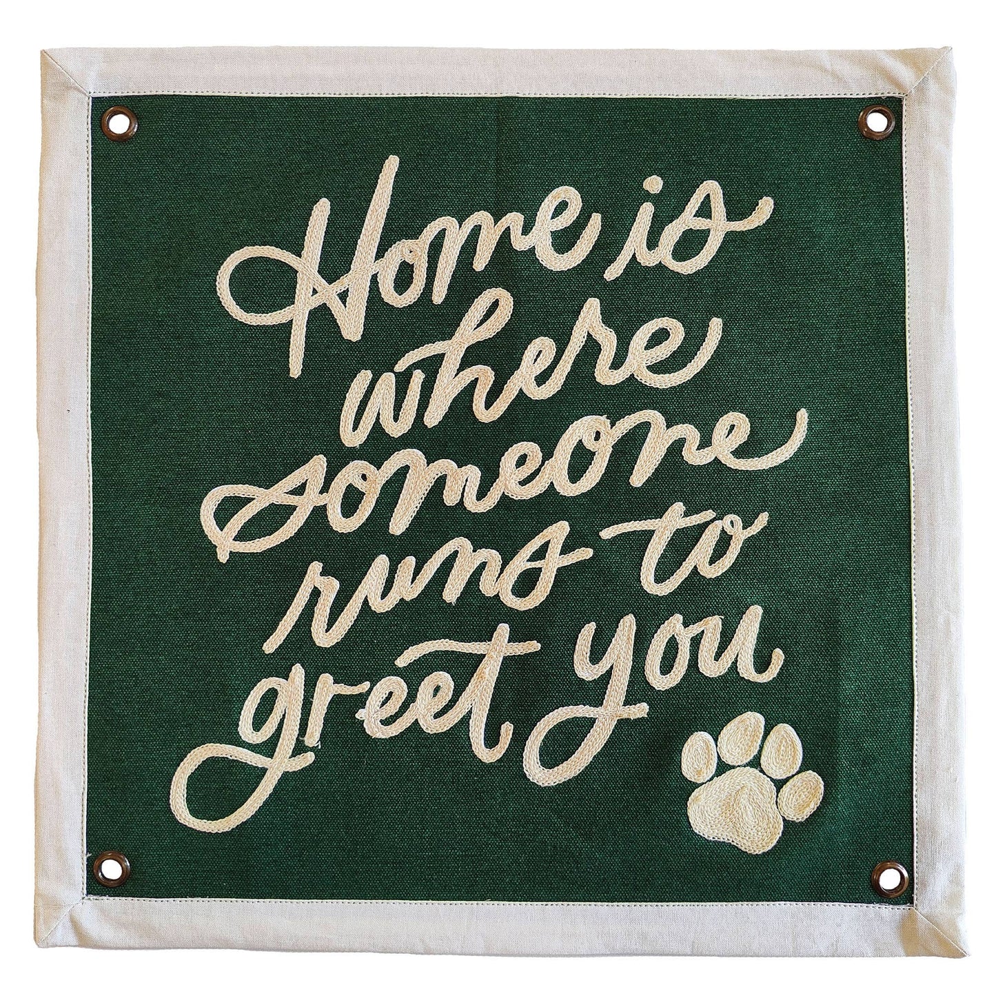 Home is Where Someone Runs to Greet You Dogs Canvas Banner