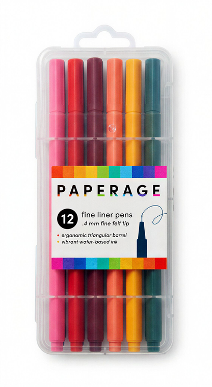 Felt Tip Fine Liner Pen Set – 12pk with Case