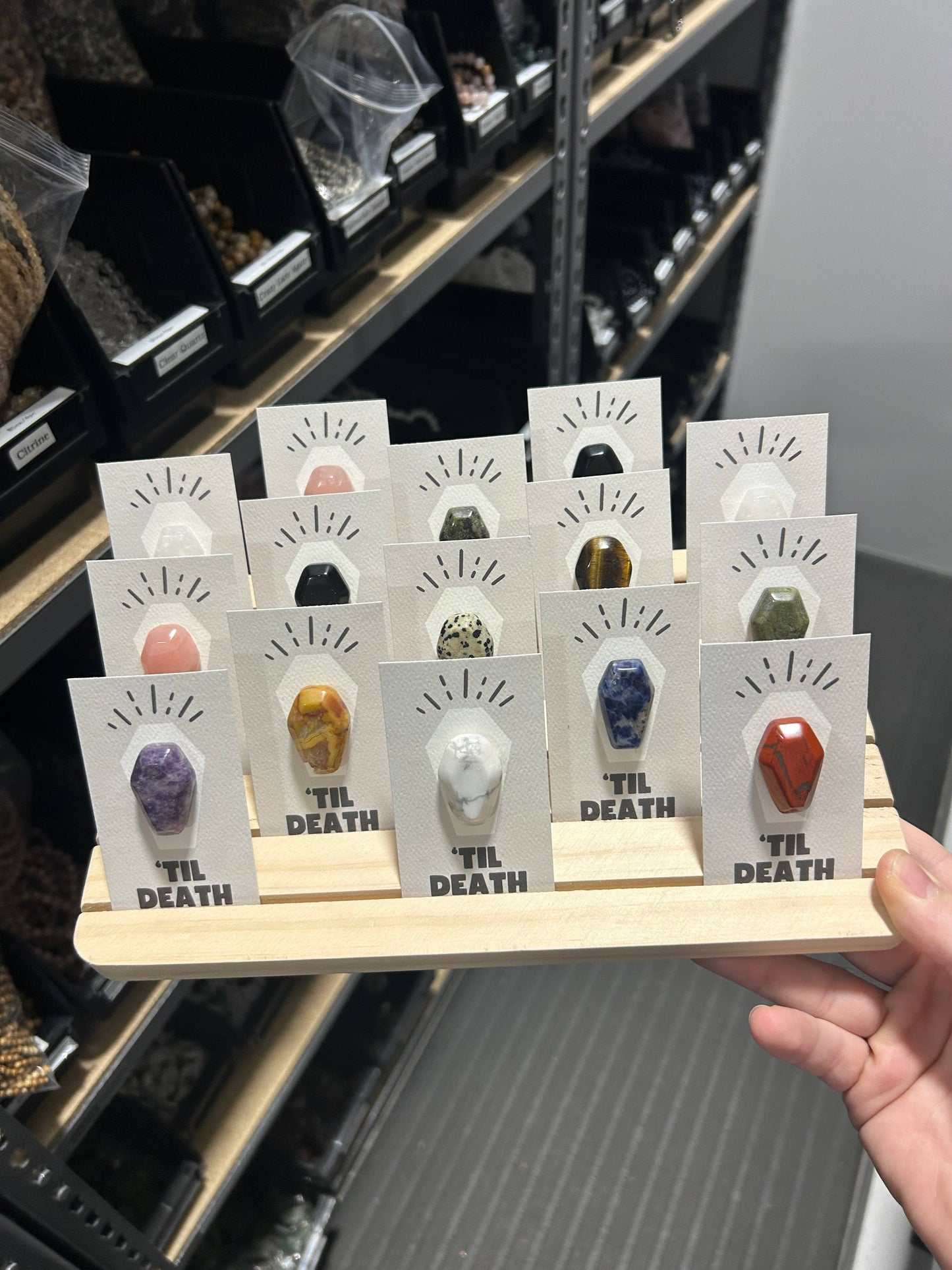 "Til Death" Coffin Mini Crystal Greeting Card- Crystals & Stones