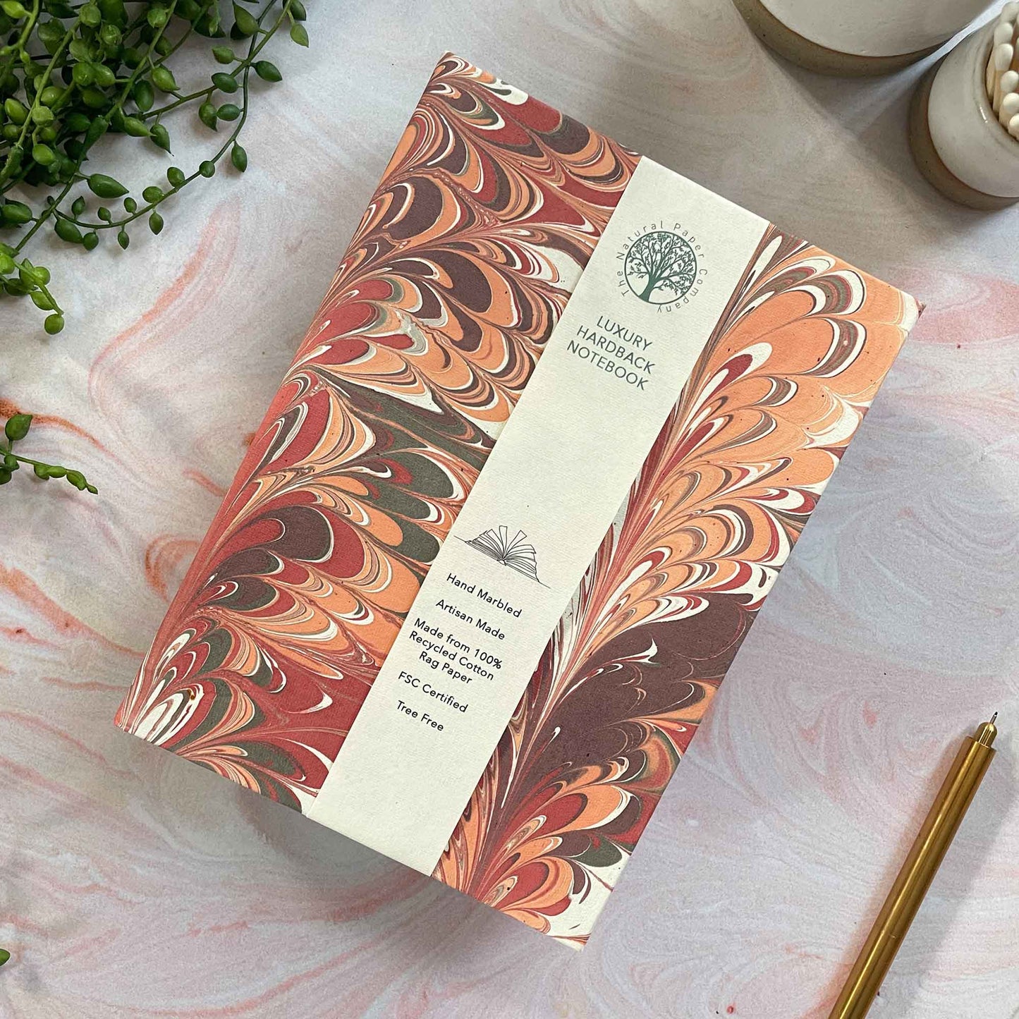 Sunset Notebook | Handmade, Marbled by Hand, FSC Paper