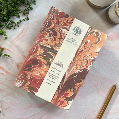 Sunset Notebook | Handmade, Marbled by Hand, FSC Paper