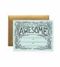 Certificate of Awesome card