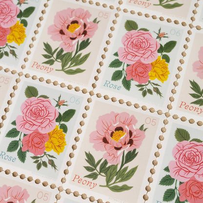 ROSE, JUNE FLOWER | STAMP-STYLE VINYL STICKER