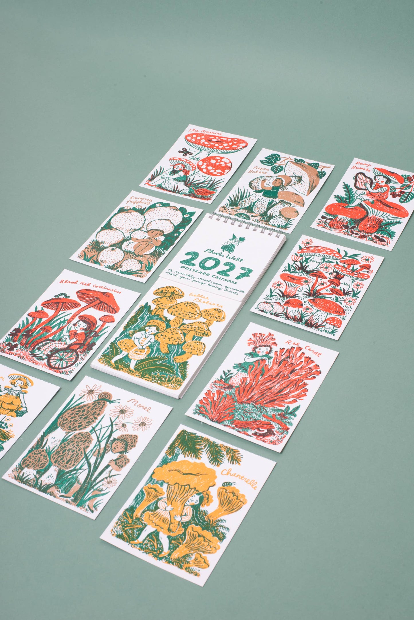 2027 Gnomes & Mushrooms Postcard Wall Calendar Phoebe Wahl