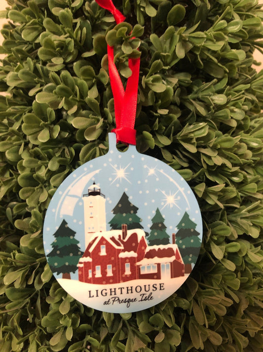 Ornament with drawing of lighthouse at Presque Isle