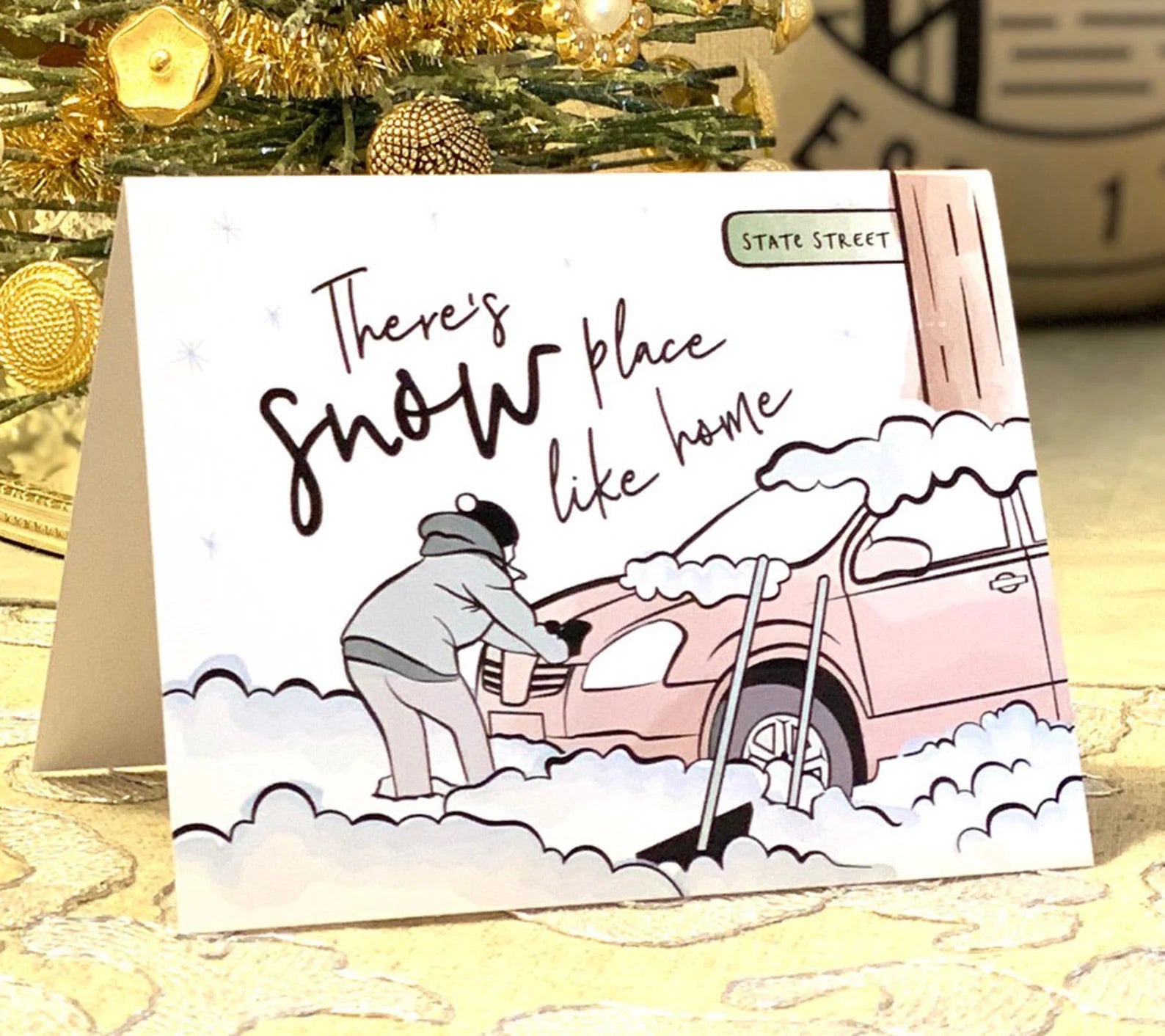 A greeting card with a fun winter design