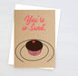 Greeting card with chocolate covered strawberreis