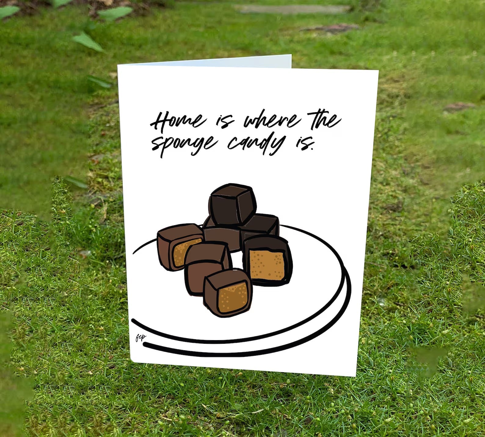 Greeting card with a fun design of one of Erie's iconic chocolate candies